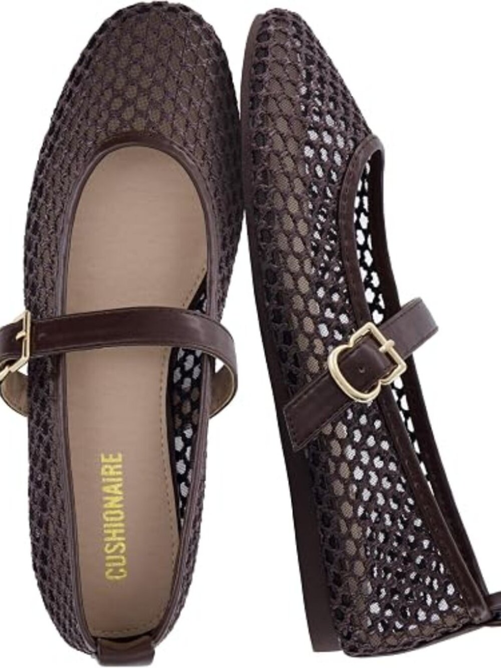 Breathable Mesh Mary Jane Flats with Adjustable Straps and Memory Foam Insoles